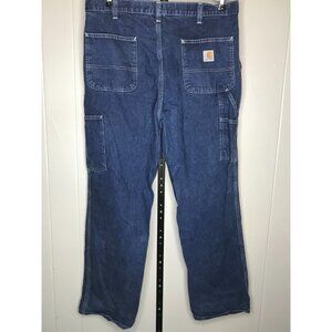 Carhartt Jeans Mens 36x32 Blue Denim Dungaree Fit Carpenter Work Pants 382-83